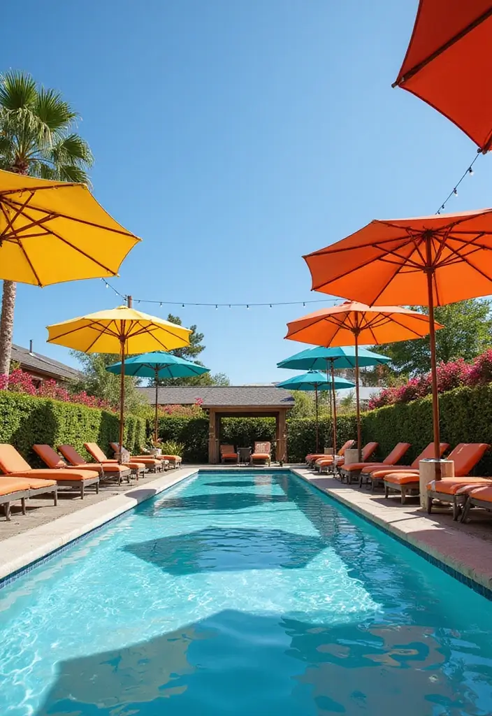 30 Above Ground Pool Deck Ideas That Elevate Your Backyard 13 30 Above Ground Pool Deck Ideas That Elevate Your Backyard - 13. Stylish Umbrellas