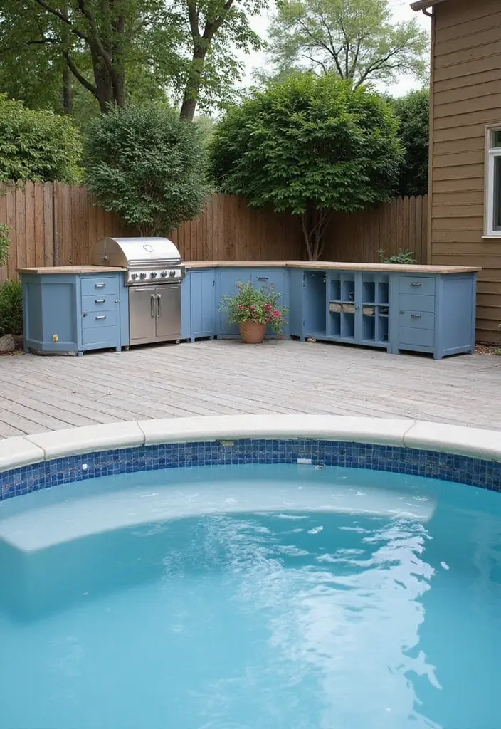 30 Above Ground Pool Deck Ideas That Elevate Your Backyard 14 30 Above Ground Pool Deck Ideas That Elevate Your Backyard - 14. Smart Storage Solutions