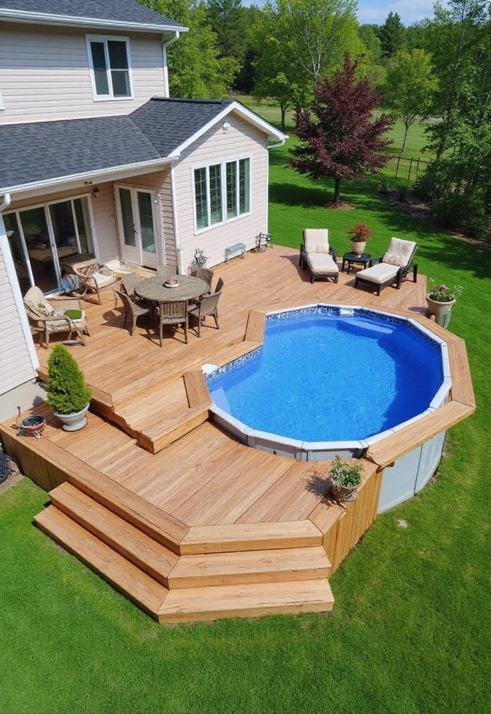 30 Above Ground Pool Deck Ideas That Elevate Your Backyard 15 30 Above Ground Pool Deck Ideas That Elevate Your Backyard - 15. Multi-Level Decking
