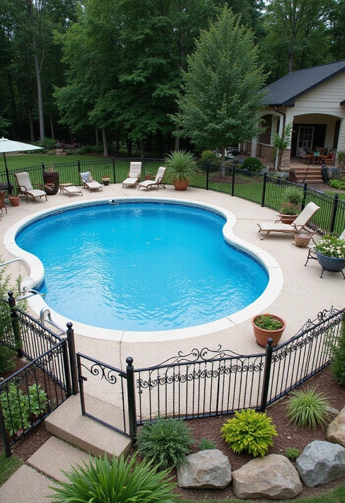 30 Above Ground Pool Deck Ideas That Elevate Your Backyard 22 30 Above Ground Pool Deck Ideas That Elevate Your Backyard - 22. Artistic Pool Fencing