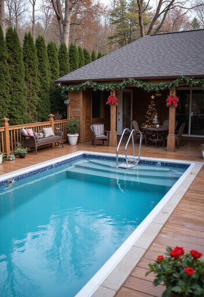30 Above Ground Pool Deck Ideas That Elevate Your Backyard 25 30 Above Ground Pool Deck Ideas That Elevate Your Backyard - 25. Seasonal Decor