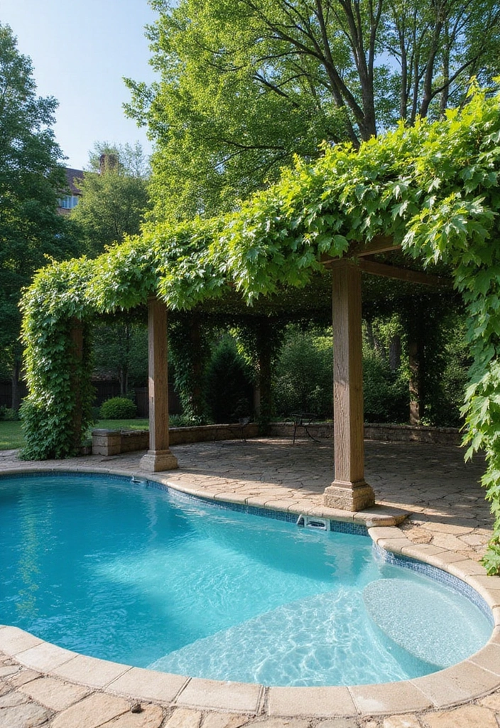 30 Above Ground Pool Ideas That Look Surprisingly Elegant - 11. Green Roof Overhangs