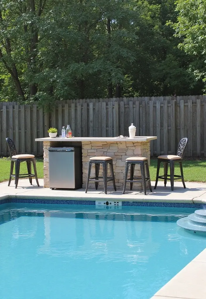 30 Above Ground Pool Ideas That Look Surprisingly Elegant - 17. Pool Bar Setup