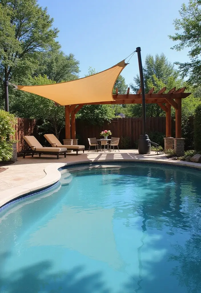 30 Above Ground Pool Ideas That Look Surprisingly Elegant - 18. Shade Structures