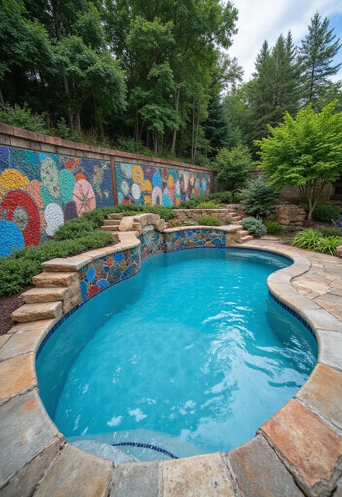 30 Above Ground Pool Ideas That Look Surprisingly Elegant - 20. Artistic Pool Surrounds