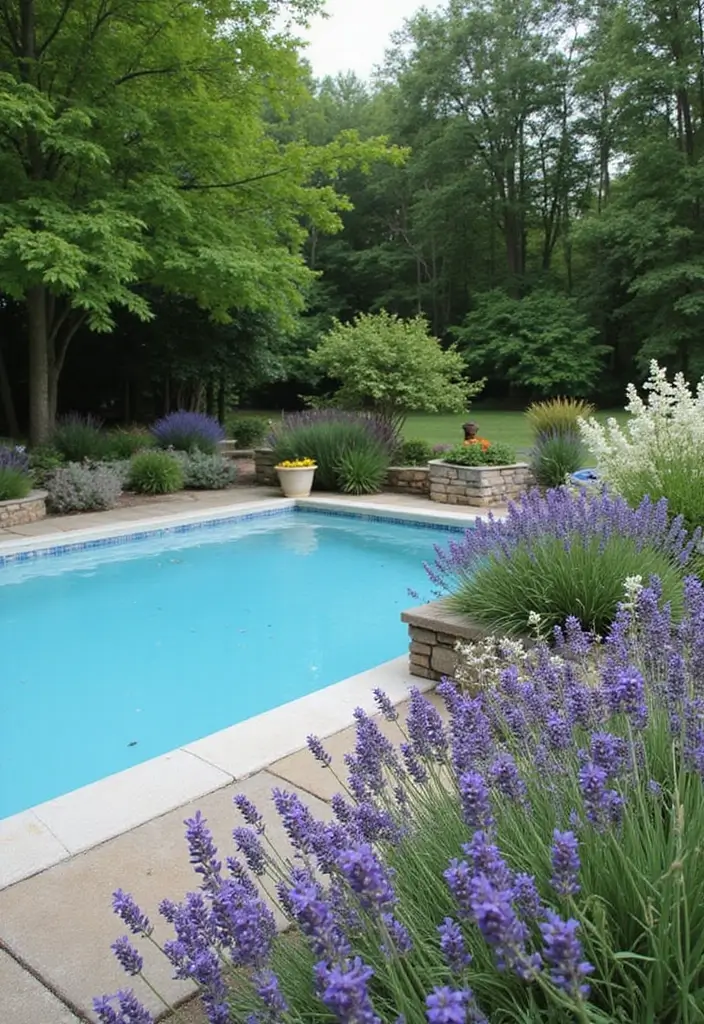 30 Above Ground Pool Ideas That Look Surprisingly Elegant - 29. Unique Ambiance with Scented Plants