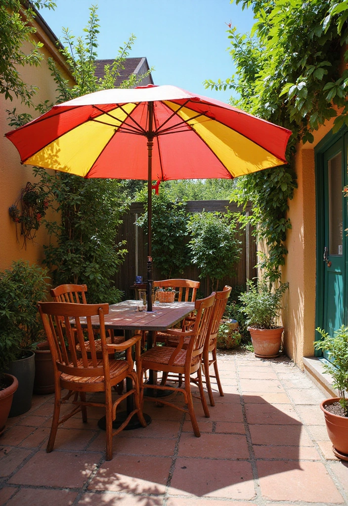 30 Apartment Patio Decorating Ideas for Small Spaces - 17. Colorful Umbrellas