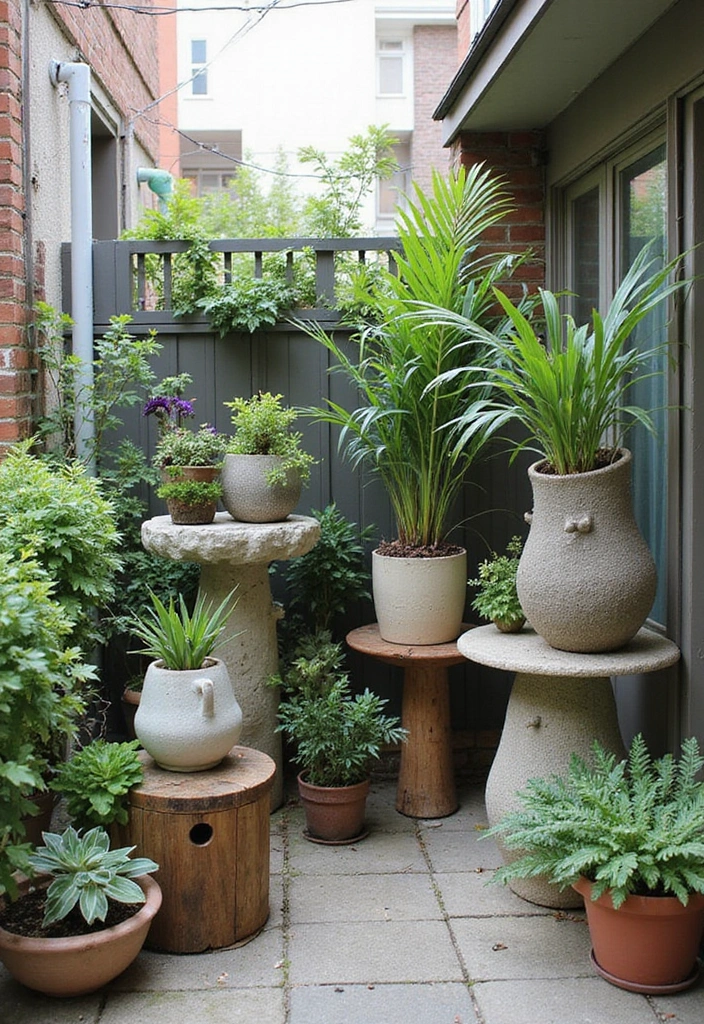 30 Apartment Patio Decorating Ideas for Small Spaces - 26. Unique Plant Holders