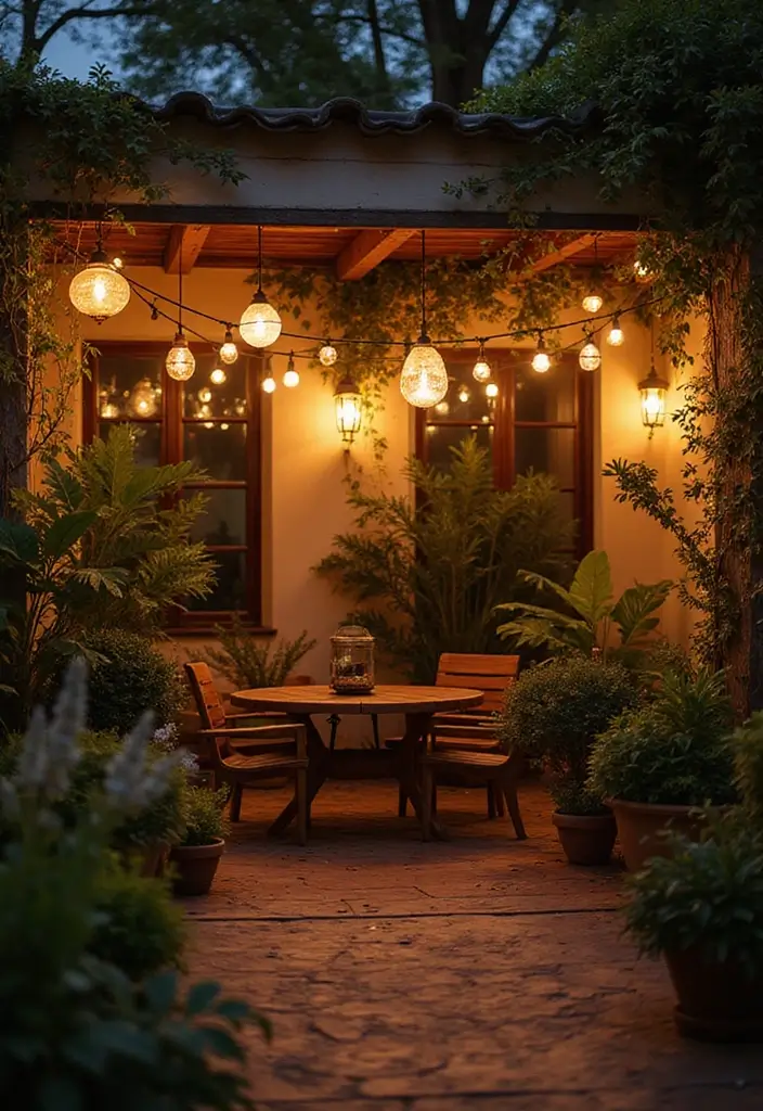 30 Apartment Patio Decorating Ideas for Small Spaces - 4. Hanging Lights