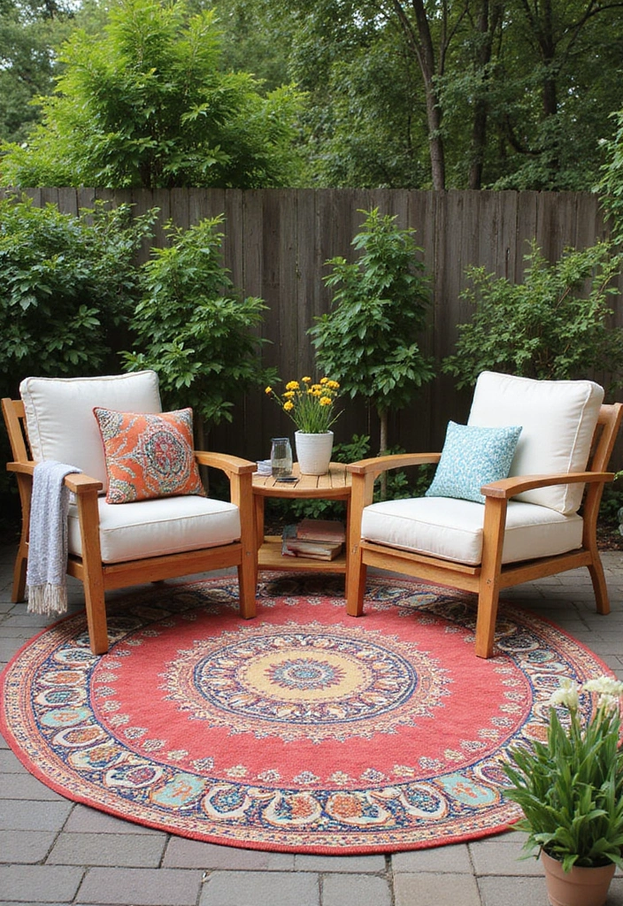 30 Apartment Patio Decorating Ideas for Small Spaces - 7. Outdoor Rugs