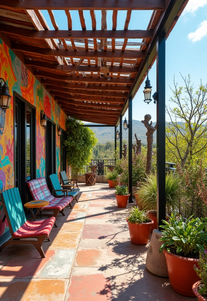 30 Attached Covered Patio Ideas That Blend Comfort and Style - 18. Artfully Designed Patio