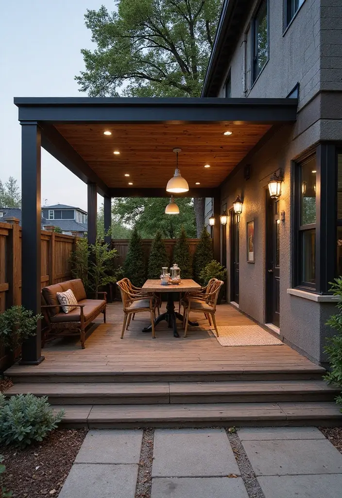 30 Attached Covered Patio Ideas That Blend Comfort and Style - 20. Industrial Chic Patio