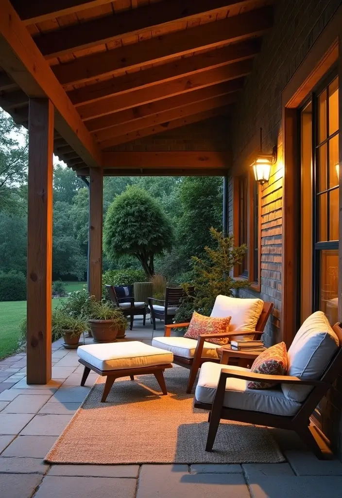 30 Attached Covered Patio Ideas That Blend Comfort and Style - 21. Inviting Reading Nook