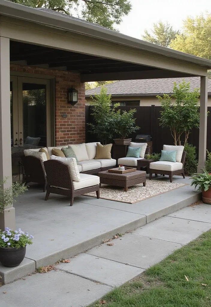 30 Attached Covered Patio Ideas That Blend Comfort and Style - 26. Flexible Modular Furniture