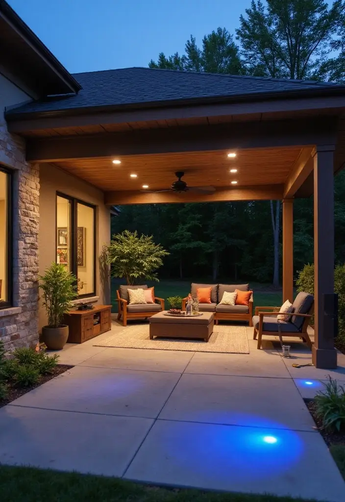 30 Attached Covered Patio Ideas That Blend Comfort and Style - 30. Smart Technology Integration