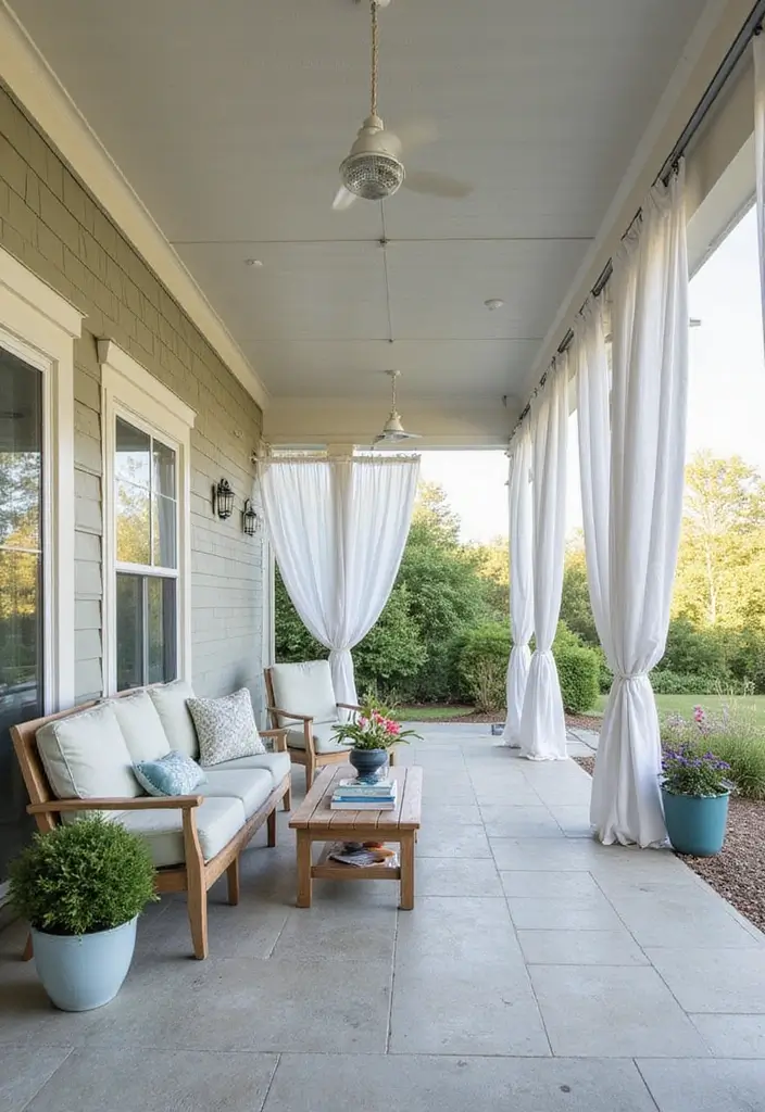 30 Attached Covered Patio Ideas That Blend Comfort and Style - 4. Modern Coastal Retreat