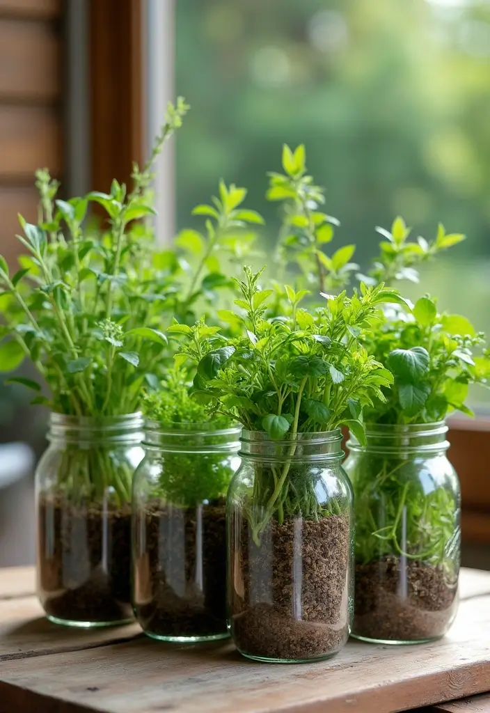30 Back Patio Ideas on a Budget That Still Look Stunning 19 30 Back Patio Ideas on a Budget That Still Look Stunning - 19. DIY Herb Garden in Recycled Jars
