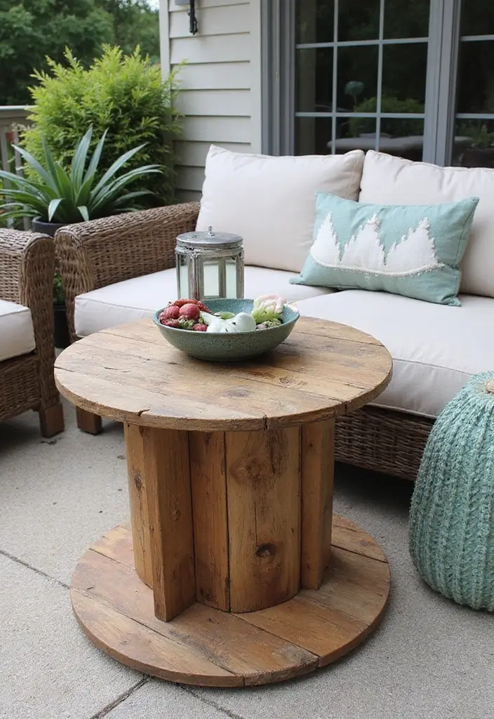 30 Back Patio Ideas on a Budget That Still Look Stunning 23 30 Back Patio Ideas on a Budget That Still Look Stunning - 23. DIY Table from Old Cable Spool