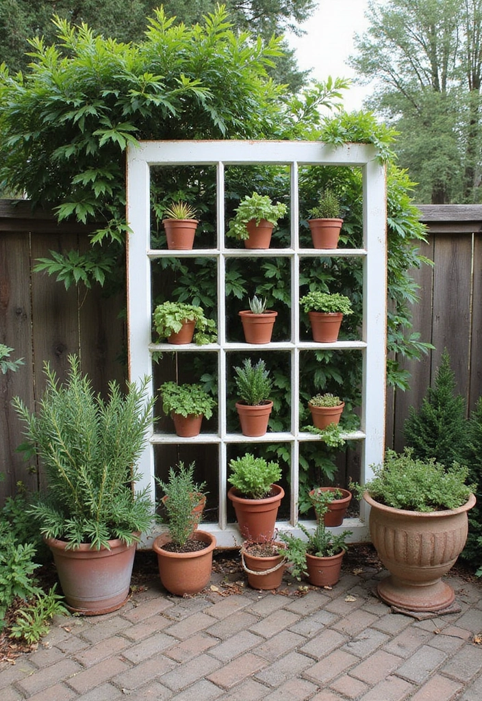 30 Back Patio Ideas on a Budget That Still Look Stunning 27 30 Back Patio Ideas on a Budget That Still Look Stunning - 27. Upcycled Window Frame as a Garden Feature