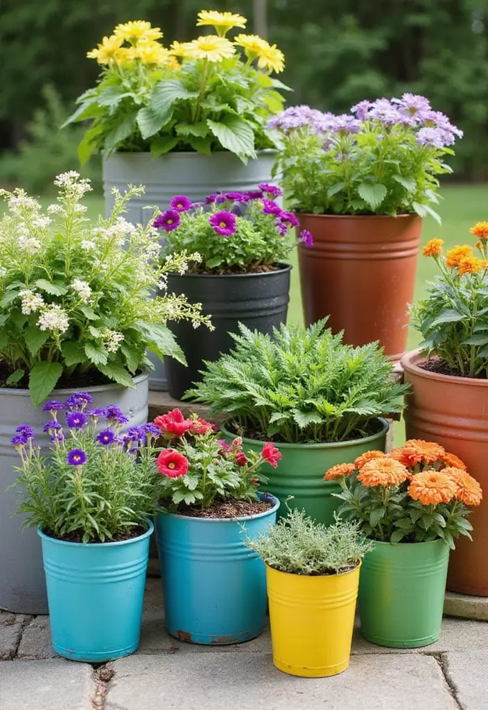 30 Back Patio Ideas on a Budget That Still Look Stunning 4 30 Back Patio Ideas on a Budget That Still Look Stunning - 4. DIY Planters from Upcycled Containers