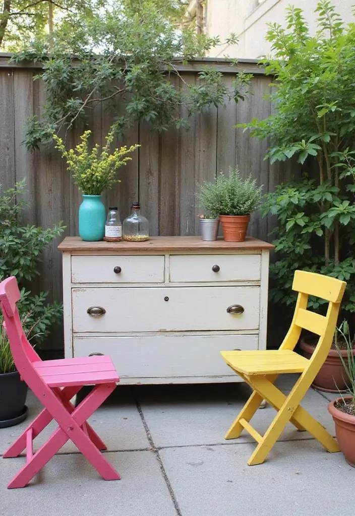 30 Back Patio Ideas on a Budget That Still Look Stunning 7 30 Back Patio Ideas on a Budget That Still Look Stunning - 7. Upcycled Furniture Repurposed as Patio Decor