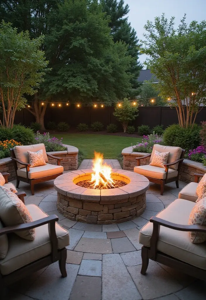 30 Backyard Fire Pit Ideas for Cozy Evenings Outdoors - 12. Fire Pit with Multi-Level Seating