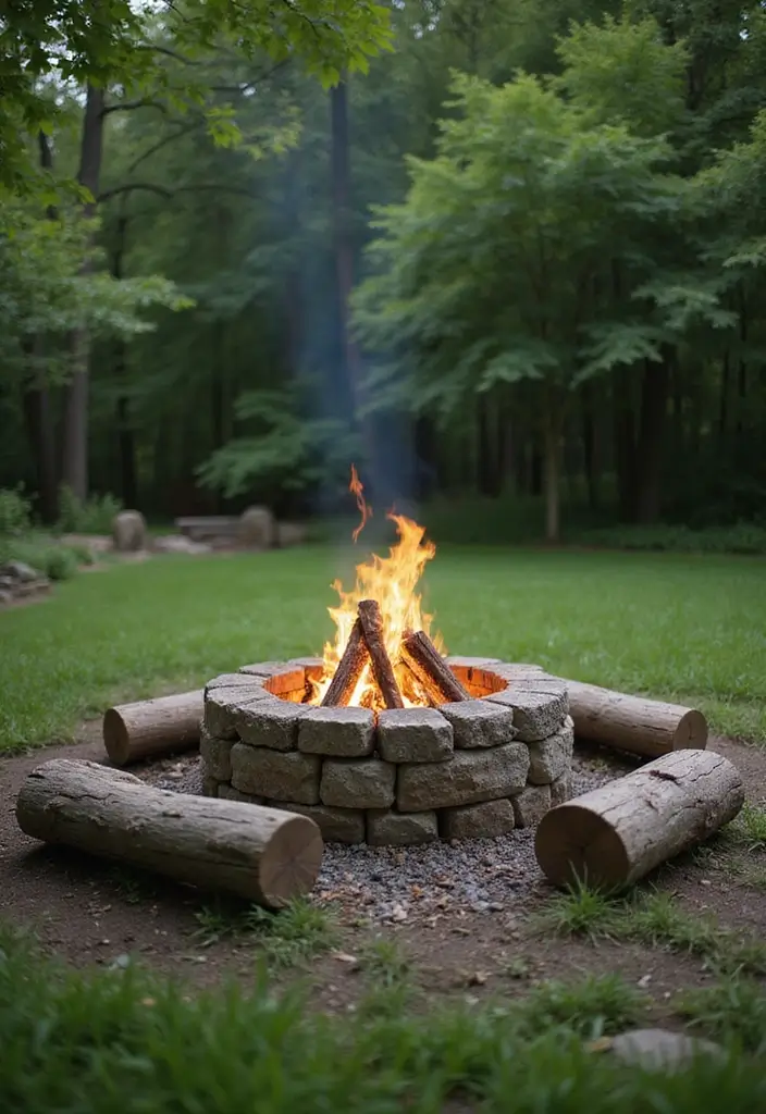 30 Backyard Fire Pit Ideas for Cozy Evenings Outdoors - 2. Stone Circle Fire Pit