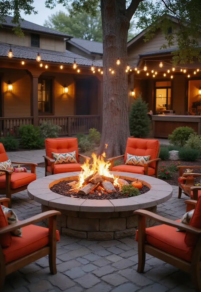 30 Backyard Fire Pit Ideas for Cozy Evenings Outdoors - 27. Fire Pit with Seasonal Decor