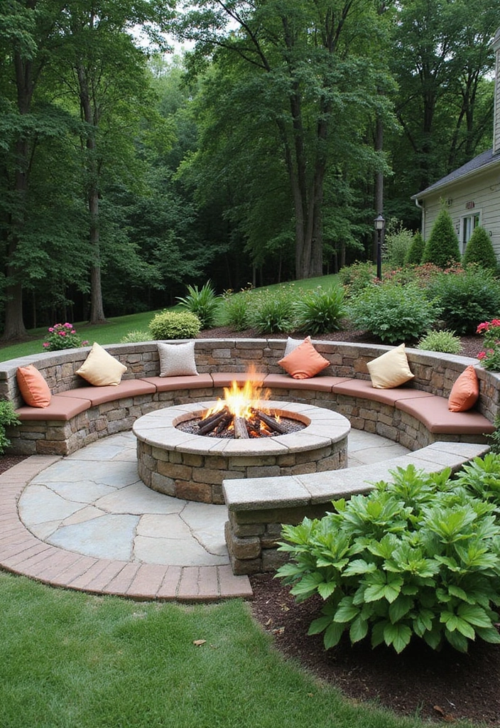 30 Backyard Fire Pit Ideas for Cozy Evenings Outdoors - 4. Fire Pit with Built-in Seating