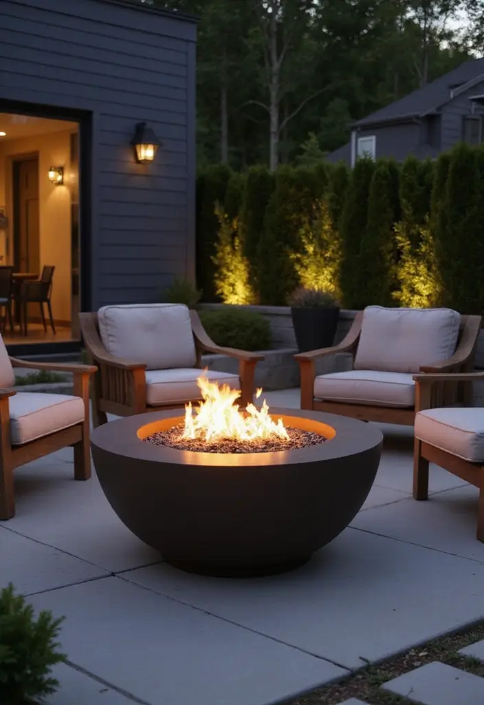 30 Backyard Fire Pit Ideas for Cozy Evenings Outdoors - 9. Cylindrical Fire Pit