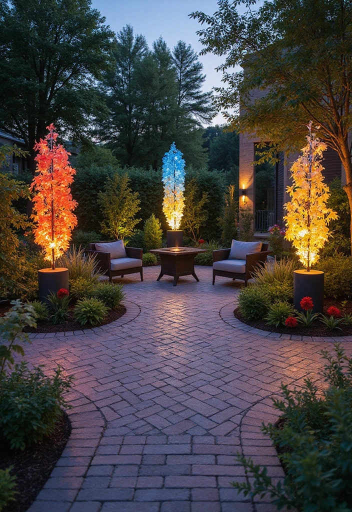 30 Backyard Paver Patio Ideas That Upgrade Outdoor Living - 26. Paver Patios with Outdoor Art Installations