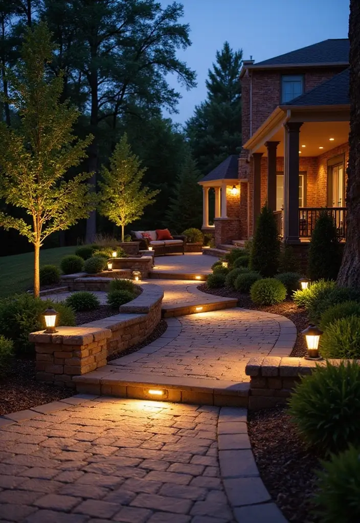 30 Backyard Paver Patio Ideas That Upgrade Outdoor Living - 28. Solar-Powered Outdoor Lighting