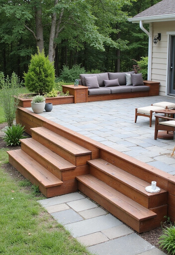 30 Backyard Paver Patio Ideas That Upgrade Outdoor Living - 6. Elevated Deck-Paver Combo
