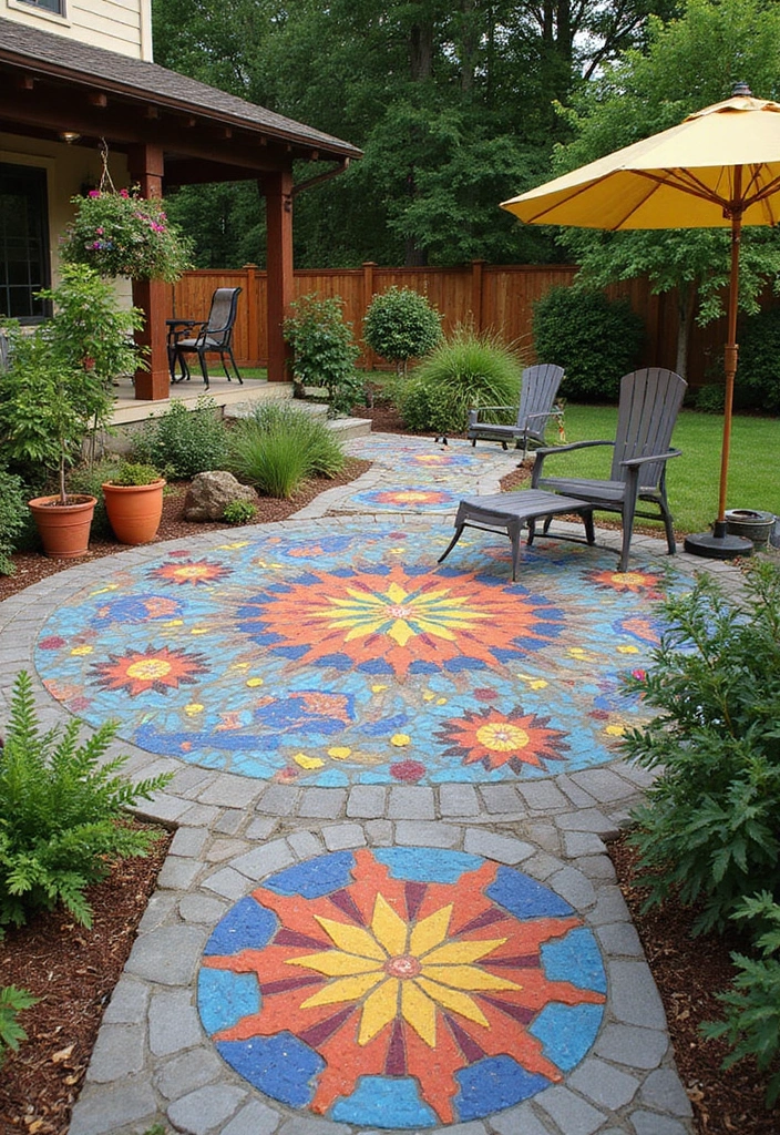 30 Backyard Paver Patio Ideas That Upgrade Outdoor Living - 9. Colorful Paver Mosaic