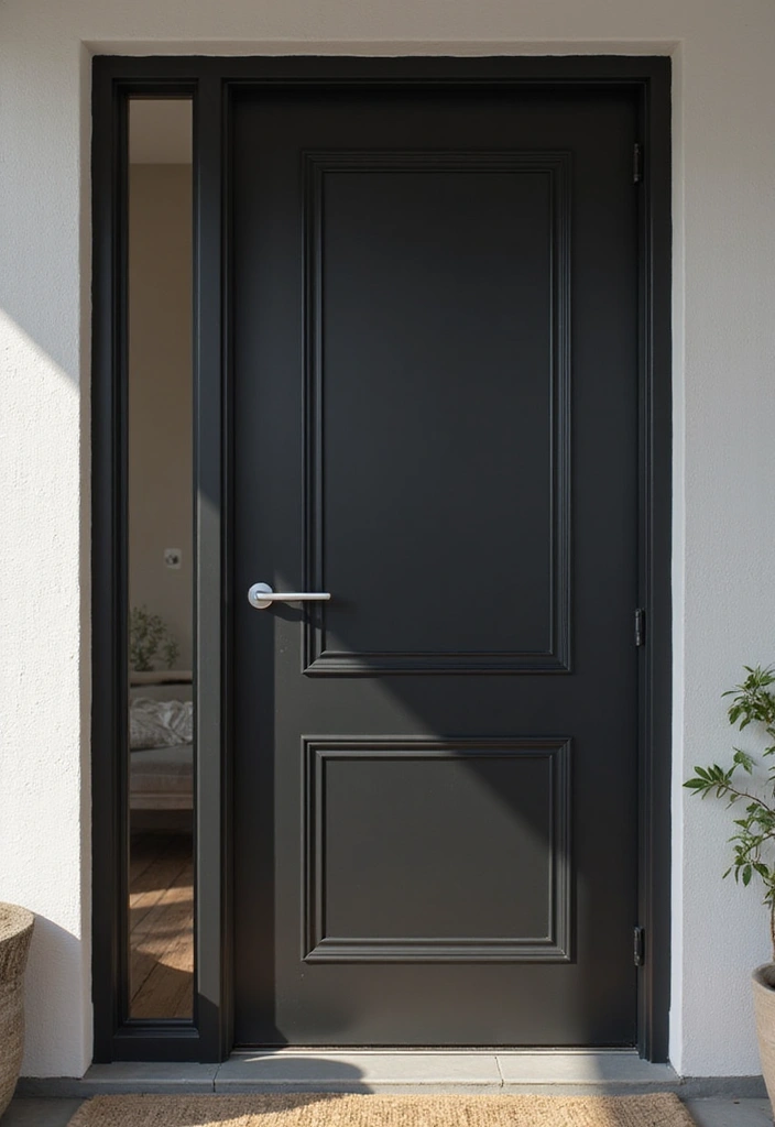 30 Black Front Door Ideas That Look Bold and Modern 19 30 Black Front Door Ideas That Look Bold and Modern - 19. Black Door with Smart Technology