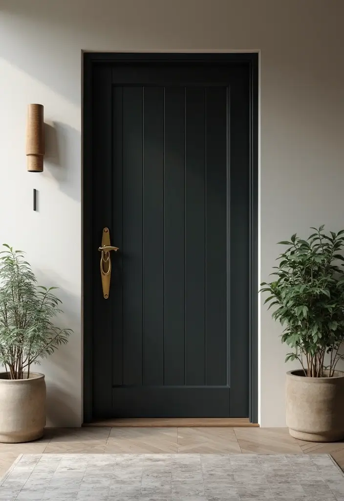 30 Black Front Door Ideas That Look Bold and Modern 25 30 Black Front Door Ideas That Look Bold and Modern - 25. Black Door with Artistic Handles