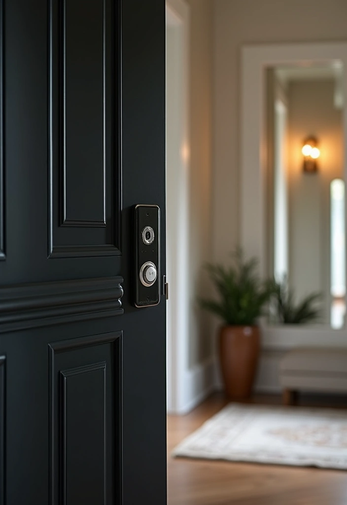 30 Black Front Door Ideas That Look Bold and Modern 26 30 Black Front Door Ideas That Look Bold and Modern - 26. Black Door with a Modern Bell