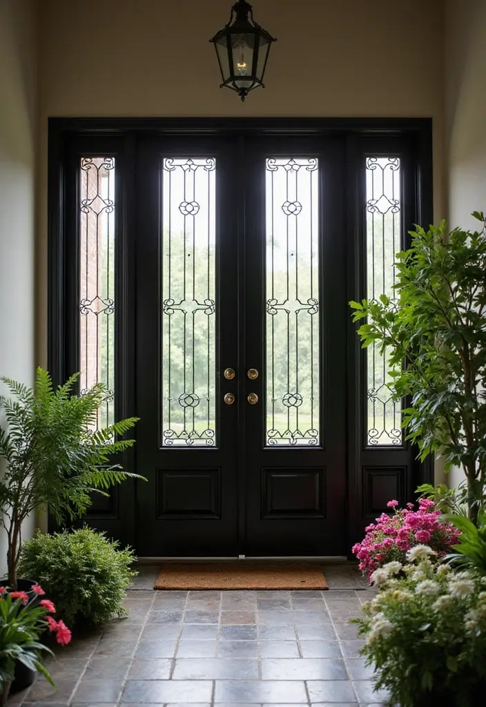 30 Black Front Door Ideas That Look Bold and Modern 3 30 Black Front Door Ideas That Look Bold and Modern - 3. Black Door with Glass Panels
