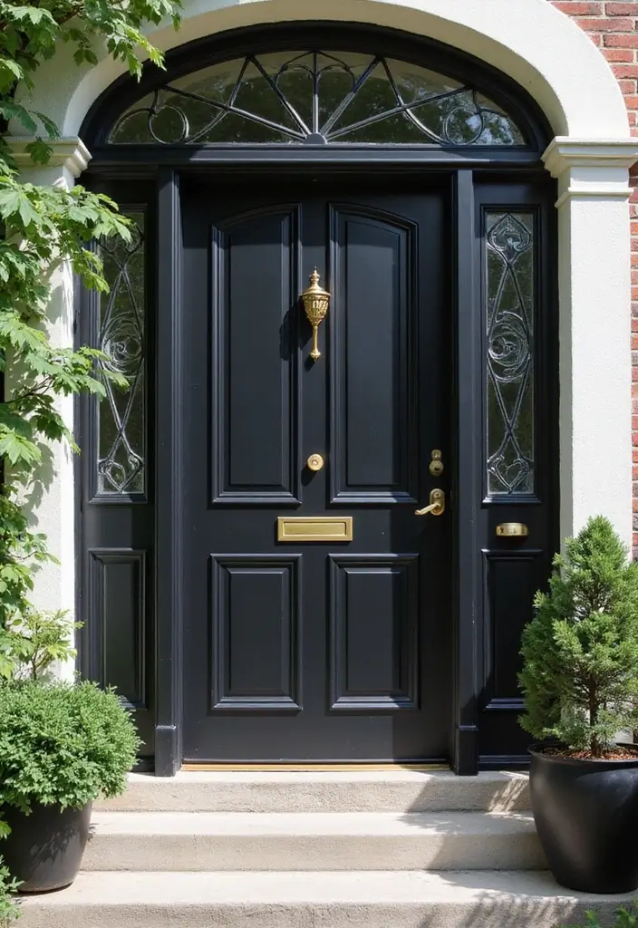 30 Black Front Door Ideas That Look Bold and Modern 30 30 Black Front Door Ideas That Look Bold and Modern - 30. Black Door with a Timeless Appeal