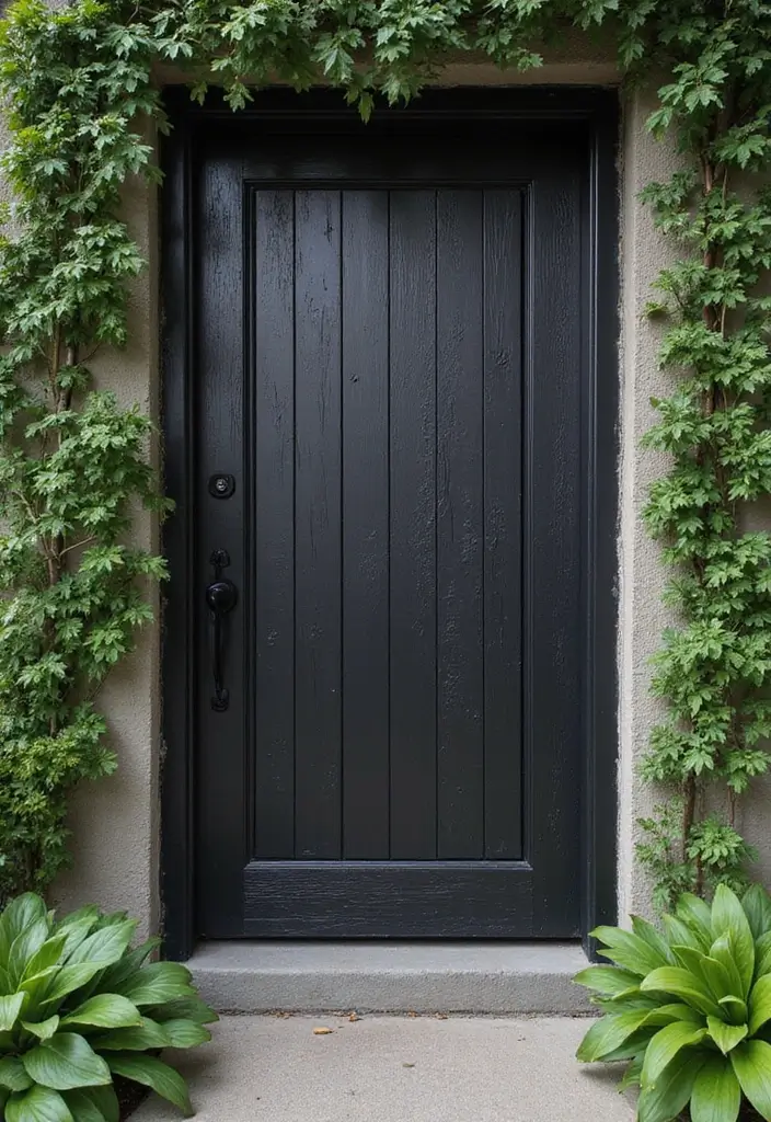 30 Black Front Door Ideas That Look Bold and Modern 4 30 Black Front Door Ideas That Look Bold and Modern - 4. Textured Black Front Door