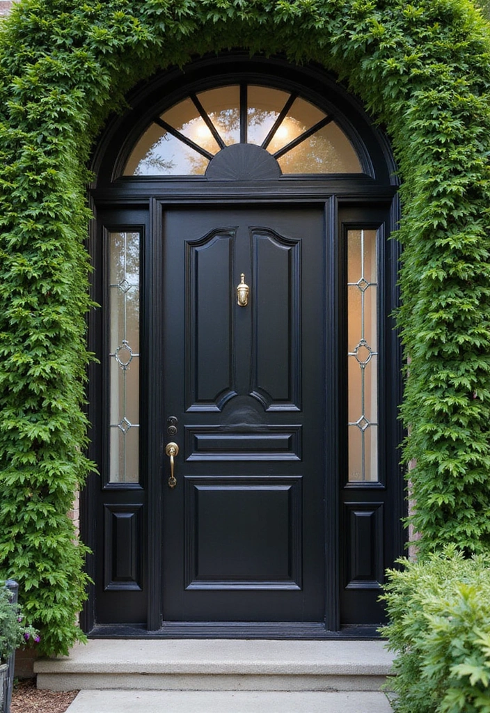 30 Black Front Door Ideas That Look Bold and Modern 7 30 Black Front Door Ideas That Look Bold and Modern - 7. Arched Black Door