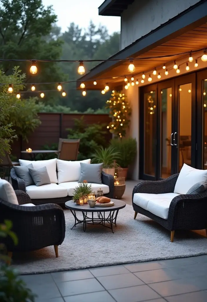 30 Black and White Patio Ideas That Look Modern and Chic - 1. Sleek Monochrome Lounge Area
