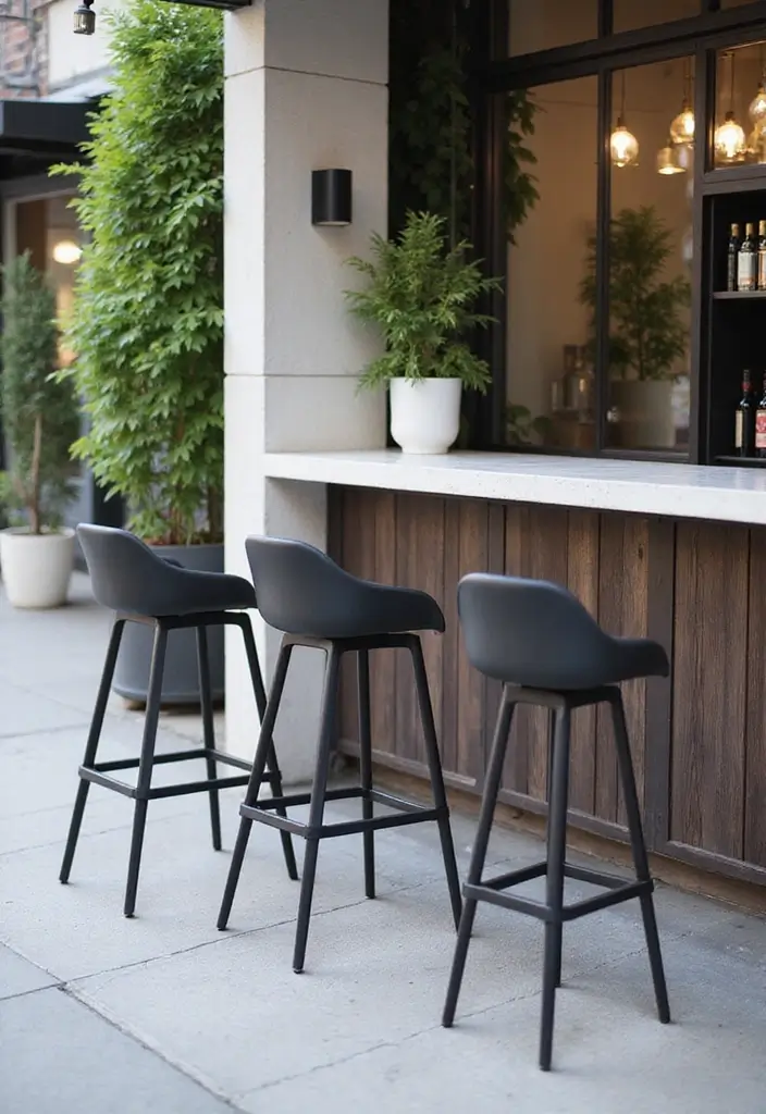 30 Black and White Patio Ideas That Look Modern and Chic - 16. Sleek Bar Area