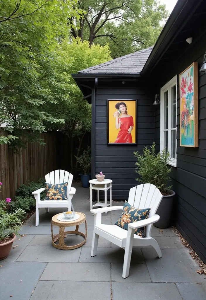 30 Black and White Patio Ideas That Look Modern and Chic - 6. Bold Black Walls