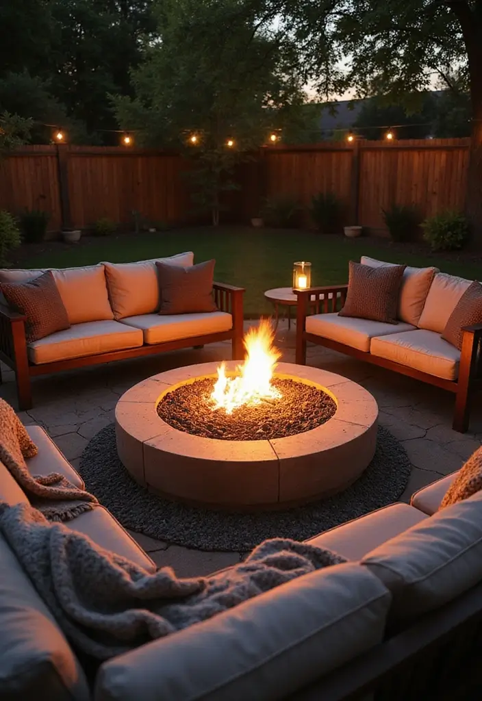 30 Black and White Patio Ideas That Look Modern and Chic - 8. Cozy Fire Pit Area