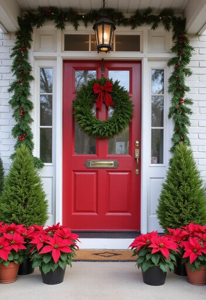 30 Christmas Front Door Decoration Ideas That Wow Guests 11 30 Christmas Front Door Decoration Ideas That Wow Guests - 11. Indoor/Outdoor Plant Display