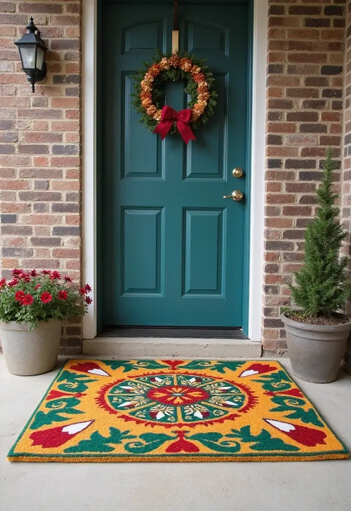 30 Christmas Front Door Decoration Ideas That Wow Guests 12 30 Christmas Front Door Decoration Ideas That Wow Guests - 12. Hand-Painted Seasonal Door Mat
