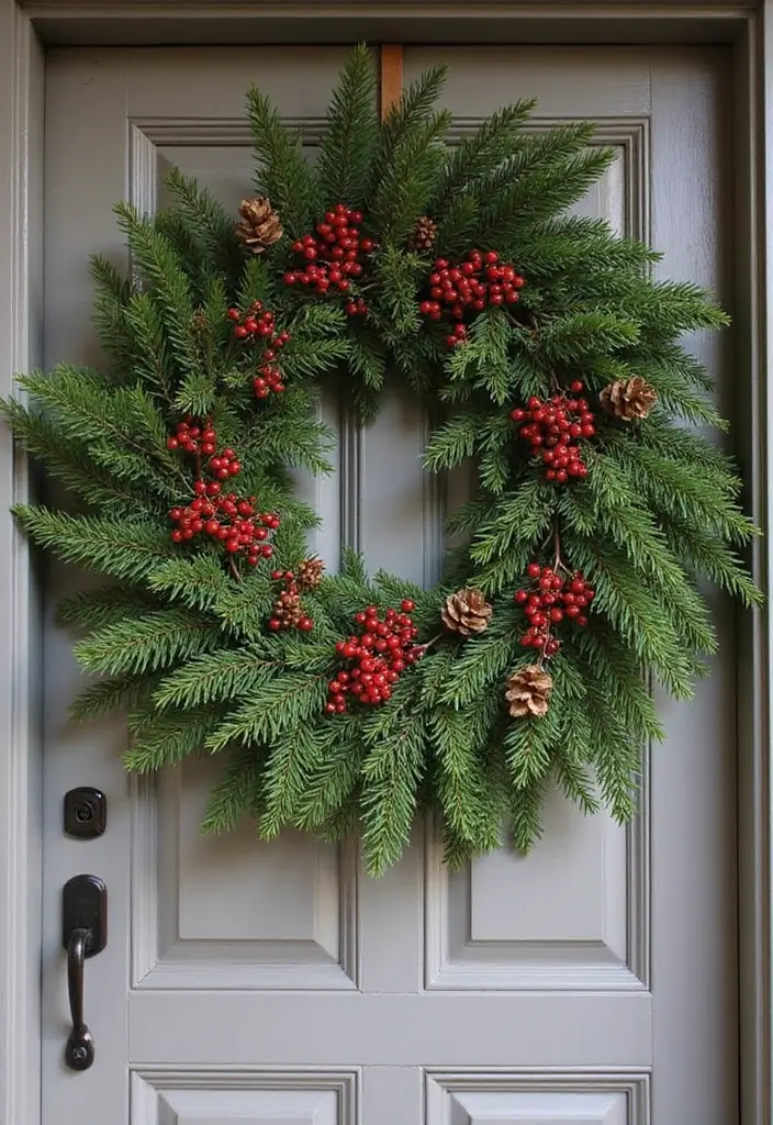 30 Christmas Front Door Decoration Ideas That Wow Guests 14 30 Christmas Front Door Decoration Ideas That Wow Guests - 14. Pine and Berry Swag