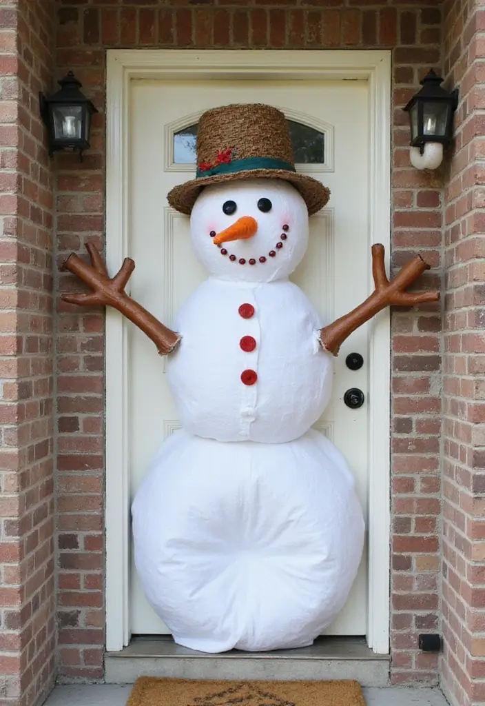 30 Christmas Front Door Decoration Ideas That Wow Guests 18 30 Christmas Front Door Decoration Ideas That Wow Guests - 18. DIY Snowman Door Decor