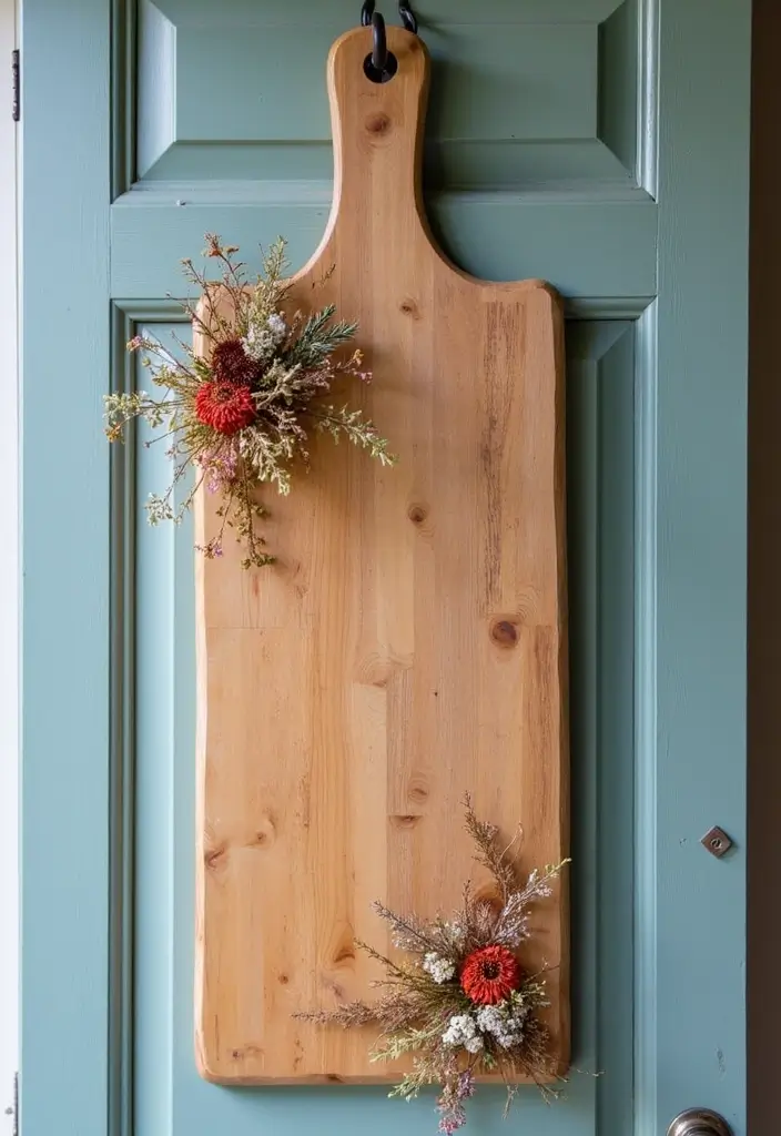 30 Christmas Front Door Decoration Ideas That Wow Guests 2 30 Christmas Front Door Decoration Ideas That Wow Guests - 2. Upcycled Door Hanger